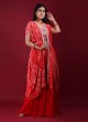 Jacket Style Red Bandhani Printed Lehenga Choli